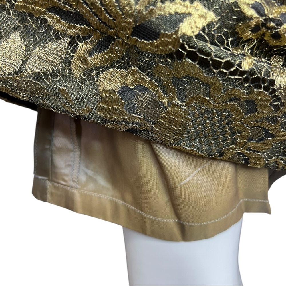 Escada Margaretha Ley Metallic Gold Lace Sheath‎ Dress 36 - Picture 6 of 9